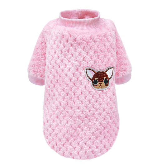 KFX-8424765 Cozy Fleece Jacket for Small Dogs - Soft, Warm Pet Apparel for Fall/Winter, Suitable for Chihuahuas, Yorkies, and Pugs in Pink and Blue, Sizes S-2XL