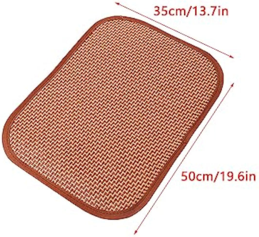 KFX-8429629 Cooling Mat for Cats and Dogs - Self-Cooling Bamboo Rattan Woven Pad for Summer Use - Ideal for Kennels, Crates, Guinea Pigs, and Hamsters