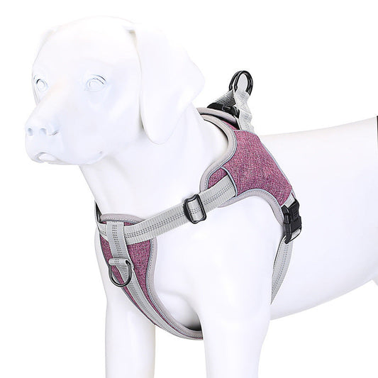 KFX-8431421 Reflective Dog Chest Harness Vest - Adjustable Polyester Design in Blue, Purple, Gray (S-XXL)