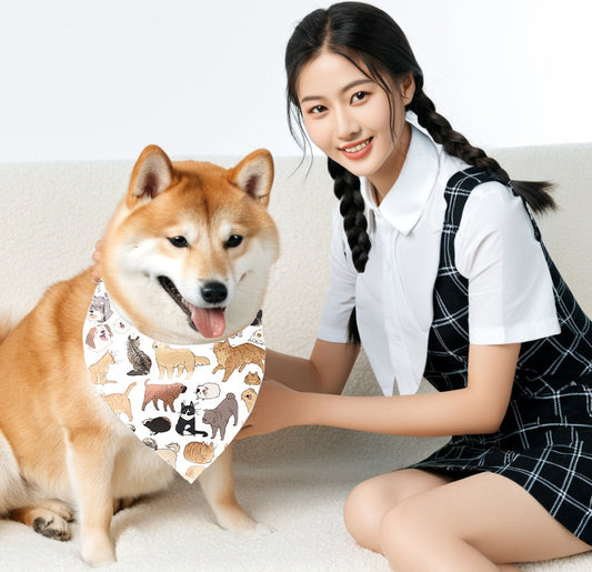 KFX-8435517 Reversible Polyester Pet Bandana in Various Patterns - Sizes S, M, L