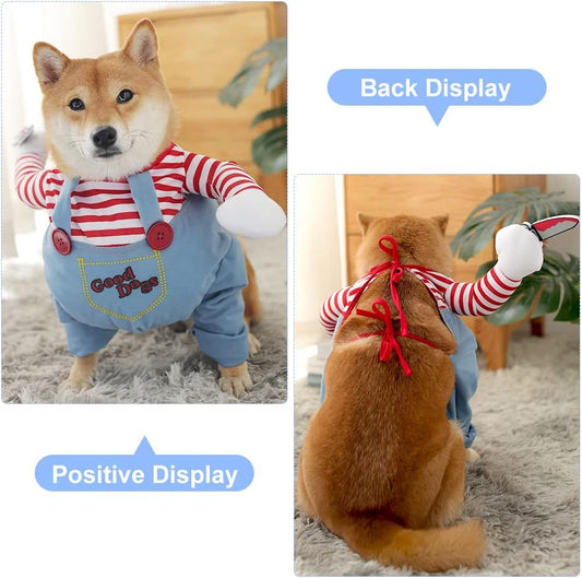 KFX-8443325 Halloween Striped Harness Pants for Dogs and Cats - 3-Piece Fun Costume Set