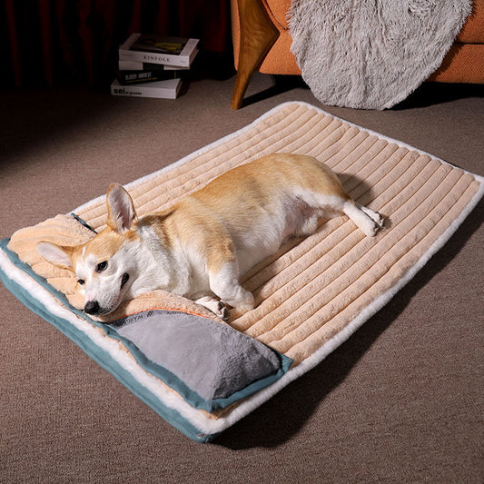 KFX-8443709 Cozy Dog Kennel Pillow Mat with Double Blanket - Available in Various Colors and Sizes