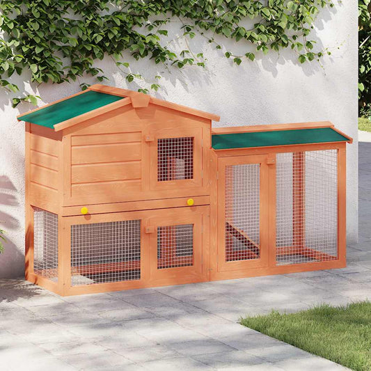 KFX-8451005 Spacious Two-Level Rabbit Hutch with Ramp and Removable Tray