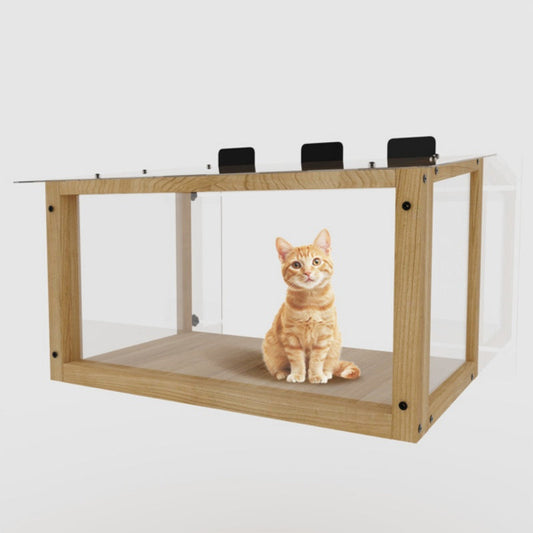KFX-8453053 Waterproof Cat Window Perch - Secure Outdoor Catio for Indoor Cats, Fits Single-Hung Windows 24-35 In, Durable Wooden Design