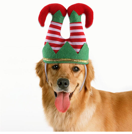 KFX-8453565 Funny Striped Clown Hat for Dogs - Comfortable Flannel Christmas Ornament