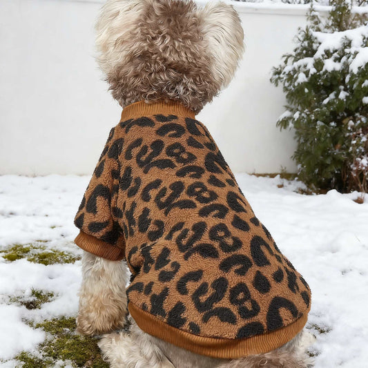 KFX-8454973 Leopard Print Dog Sweater for Warmth and Style - Available in Multiple Sizes