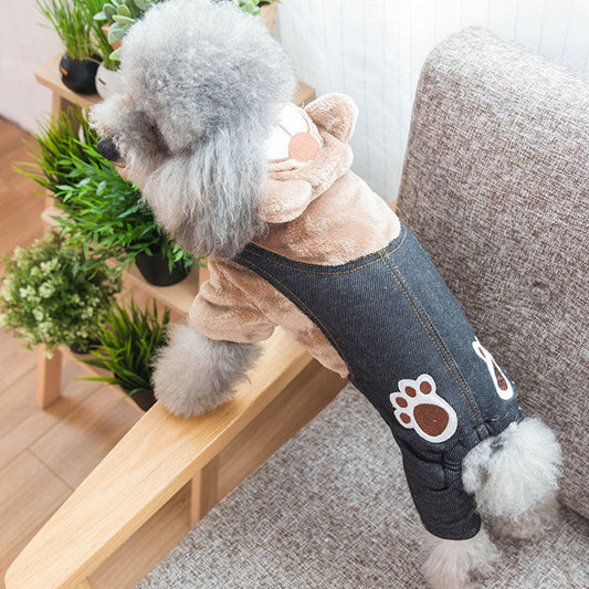 KFX-8459581 Cotton Padded Leisure Wear for Pets with Fun Paw Print Design