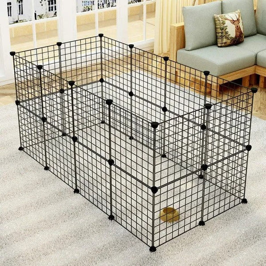 KFX-8460605 Portable Metal Wire Playpen for Small Animals - Guinea Pigs, Rabbits, Hedgehogs, and Hamsters - Indoor and Outdoor Use, Easy Assembly, 24 Panels
