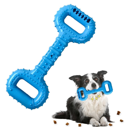 KFX-8463549 Durable Interactive Dog Bone Chew Toy for Aggressive Chewers with Pull Band