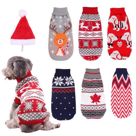 KFX-8476093 Christmas Turtleneck Knitting Sweater for Dogs in Various Designs and Sizes