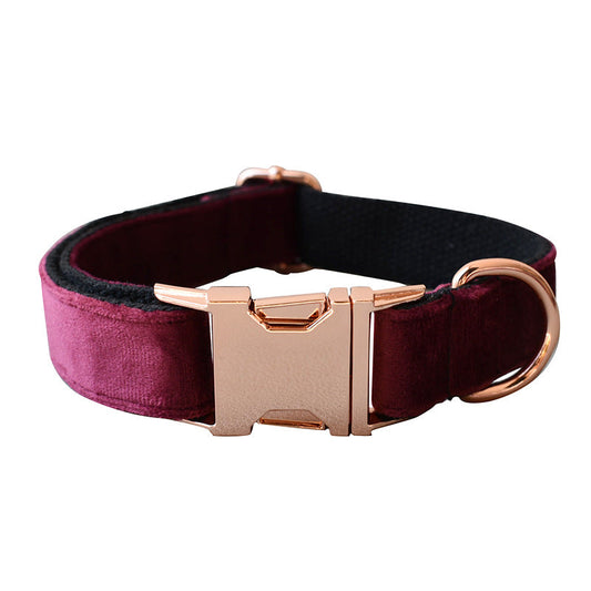 KFX-8478397 Bowknot Velvet Dog Leash and Collar Set for All Seasons - Stylish Casual Design in Monochrome
