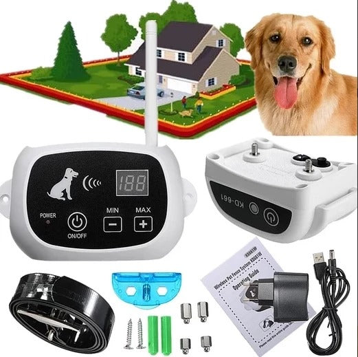 KFX-8484157 Wireless Electronic Pet Dog Fence System - Safe Boundary with Receiver Collar, 500 Meter Range