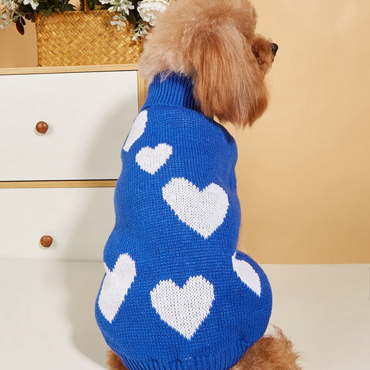 KFX-8501437 Valentine's Day & New Year Dog Knitted Sweater - Pink, Red, Blue, Sizes S-XXL