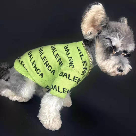 KFX-8507197 Spring Pullover Sweater for Dogs - Acrylic Material, Available in Black and Green, Sizes S-2XL