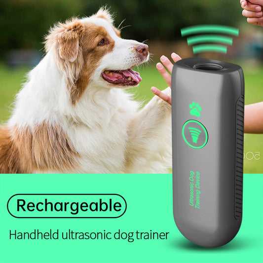 KFX-8518205 Portable Ultrasonic Bark Control Handheld Device for Dogs - Gray Plastic Training Tool