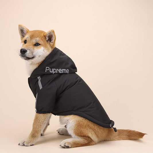 KFX-8525117 Casual Black and Red Cotton Shell Jacket for Dogs in Sizes S to XXL