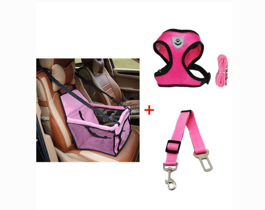 KFX-8529725 Premium Waterproof Oxford Cloth Pet Car Safety Carrier with Harness & Leash Set - Available in Multiple Colors