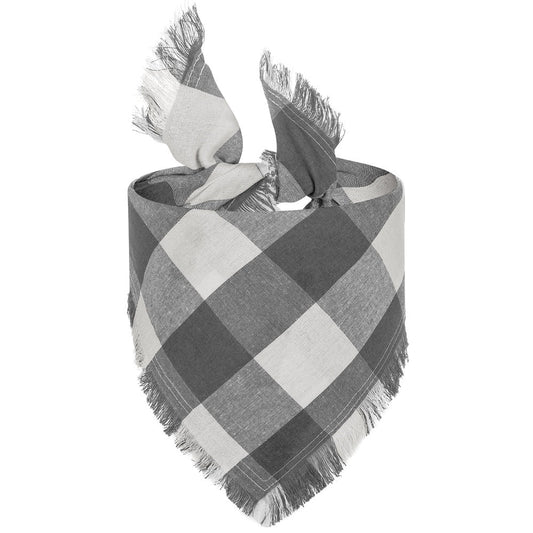 KFX-8533821 Check Pet Triangle Scarf with Tassel Detail - Stylish Grid Pattern Dog Accessory