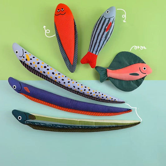 KFX-8549181 Cat Toy Ringing Paper Fish Plush Pillow with Catnip - Various Colors Available