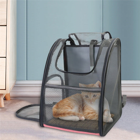 KFX-8560701 Portable Foldable Mesh Pet Carrier Bag for Travel - Oxford Cloth, Medium Hardness, Available in Pink and Blue