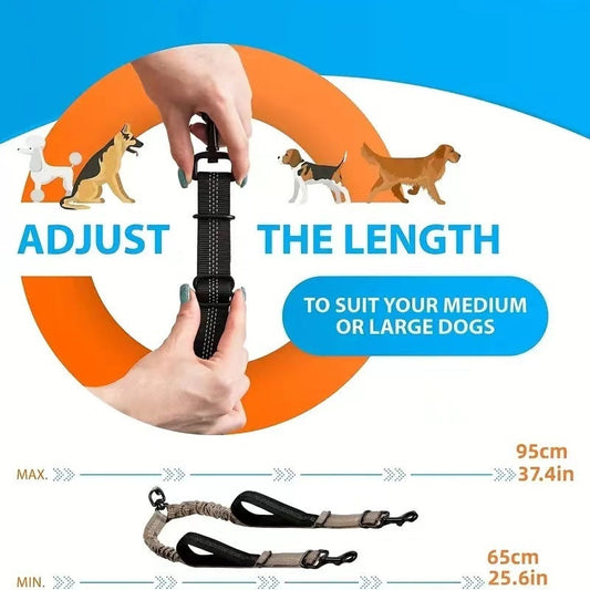 KFX-8568765 Hand-Holding Large Dog Leash with Dual Traction and Explosion-Proof Design, Adjustable Nylon Belt, 100cm Stretching Length