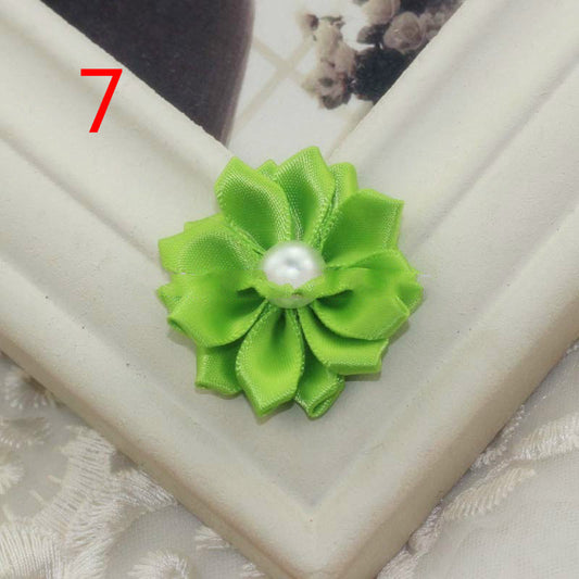 KFX-8593469 Handmade Pearl Flower Hair Accessories for Kids - Soft Knitted Fabric with Chiffon in Assorted Colors