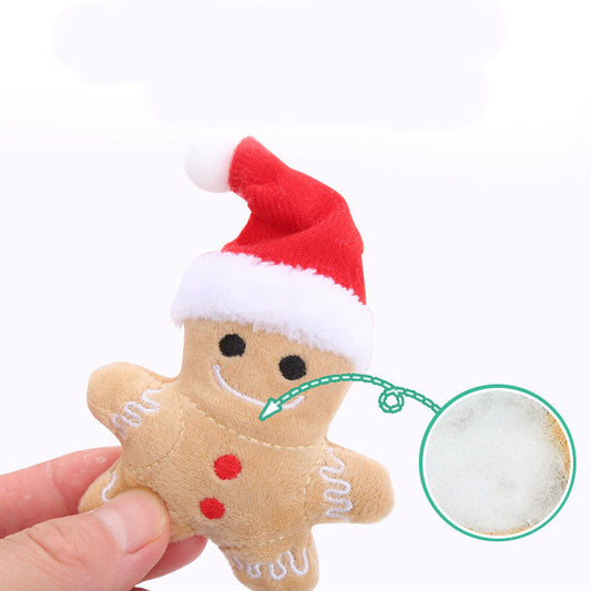 KFX-8594621 Gingerbread Man Cat Toy with Christmas Hat, Plush Mint & PP Cotton Material