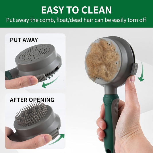 KFX-8610749 2in1 Cat and Dog Grooming Brush with Soft Rubber Pins for Bathing, Shedding, and Massaging Long-Haired Pets