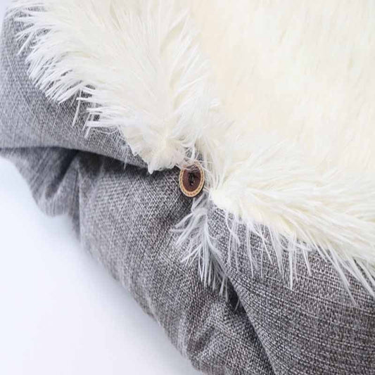 KFX-8611517 Cozy Cat Sleeping Pad Blanket in White and Grey Plush для Maximum Comfort