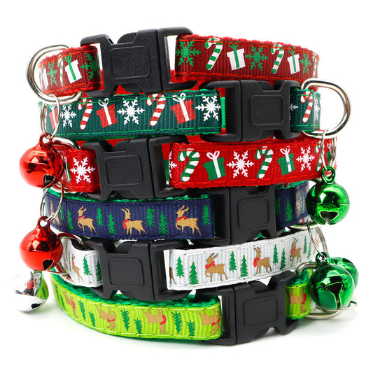 KFX-8626749 Christmas Bell Dog Collar Decoration in Light Green, Green, White, and Red Variants