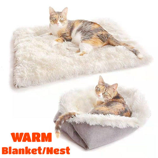 KFX-8643517 Self-Heating Plush Pet Blanket - Double Layer Washable Sleeping Pad for Dogs & Cats