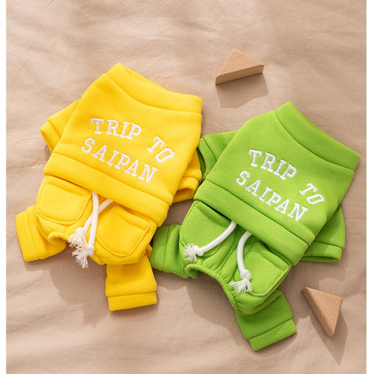 KFX-8644797 Cozy Fleece Hoodie Jumpsuit for Small & Medium Dogs - Autumn/Winter Pet Apparel