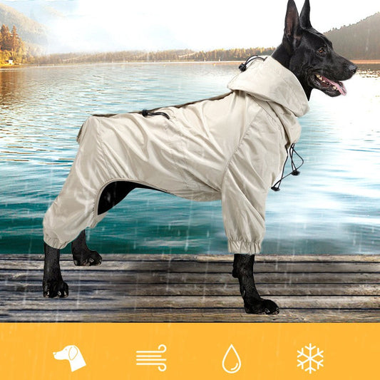 KFX-8647997 Waterproof Polyester Rain Gear for Small and Medium Dogs – Four-Legged Design in Black and Champagne