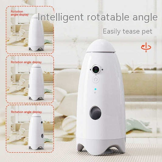 KFX-8649789 Automatic Cat and Dog Feeder with 1080p Video Function - USB Rechargeable, White, ABS Material, Compact Size