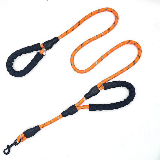 KFX-8655549 Reflective Nylon Dog Leash with Double Handles - 1.5m Length, Multiple Colors Available