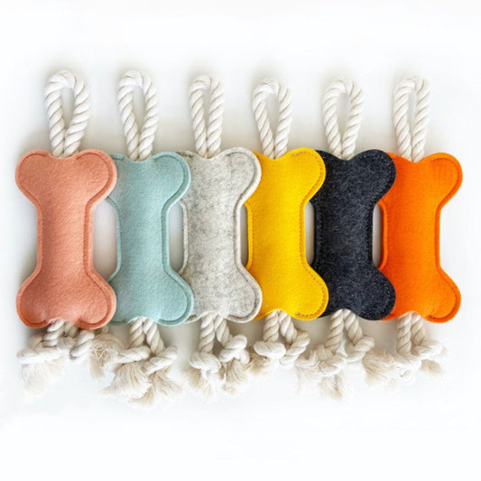 KFX-8664765 Dog Puzzle Toy - Bite Resistant Rope Knot Bone Shaped Training Tool for Dogs, 16x7x1cm, 41g