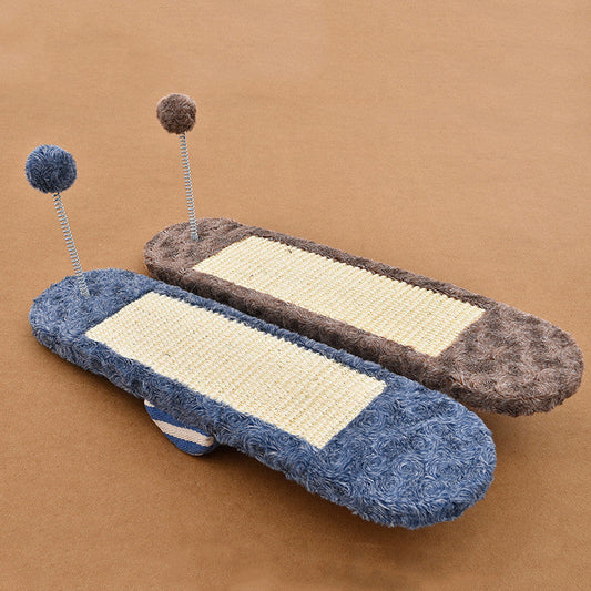 KFX-8678973 Seesaw Cat Scratch Board Toy in Royal Blue and Khaki for Playful Kittens
