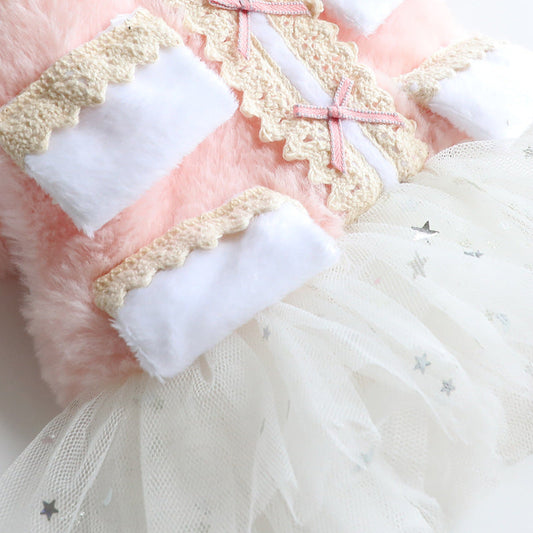 KFX-8688957 Cotton Princess Pettiskirt Dog Coat in Fruit Green and Pink