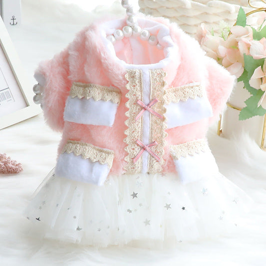 KFX-8688957 Cotton Princess Pettiskirt Dog Coat in Fruit Green and Pink