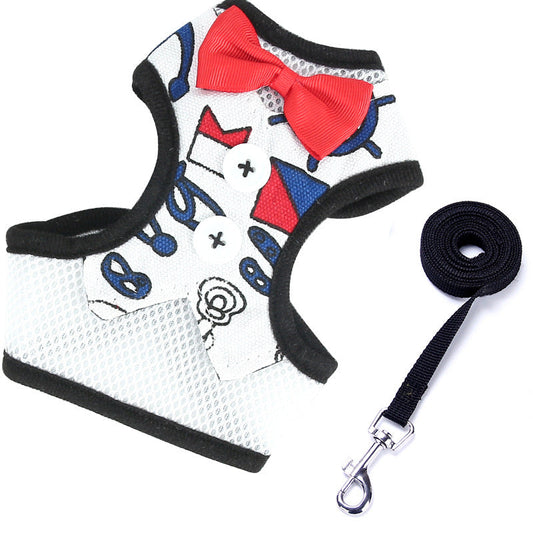 KFX-8692669 Pet Dress Chest Harness with Bow Tie - Various Colors and Sizes Available