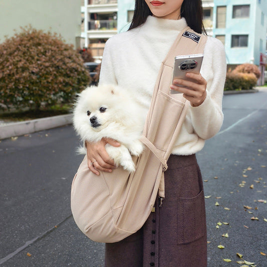 KFX-8702269 Large Capacity Portable Crossbody Cat Bag - Soft Waffle Fabric, Ideal for Pets Under 7.50kg
