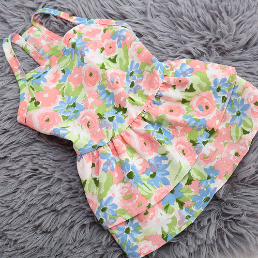 KFX-8718909 Breathable Polyester Skirt for Small Dogs and Cats - Floral and Heart Prints Available