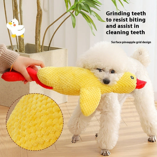 KFX-8725693 Plush Molar Chew Dog Toy in Rhubarb Goose Design for Puppies
