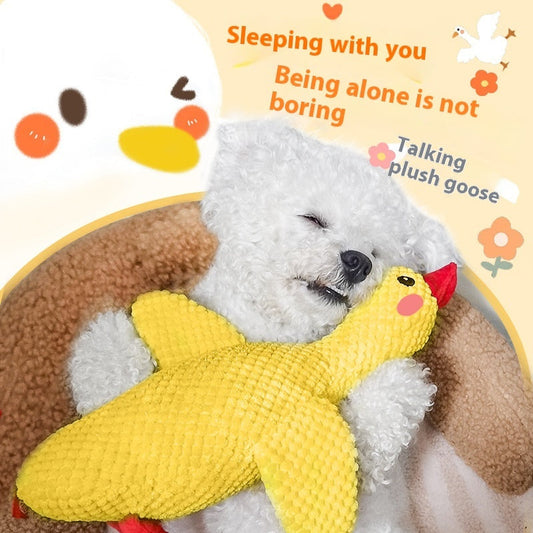 KFX-8725693 Plush Molar Chew Dog Toy in Rhubarb Goose Design for Puppies