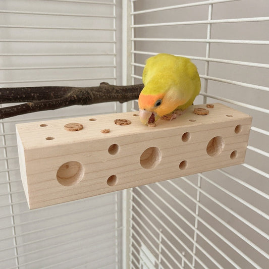 KFX-8727869 Wooden Gnawing Toy for Parrots with Large and Small Plugs