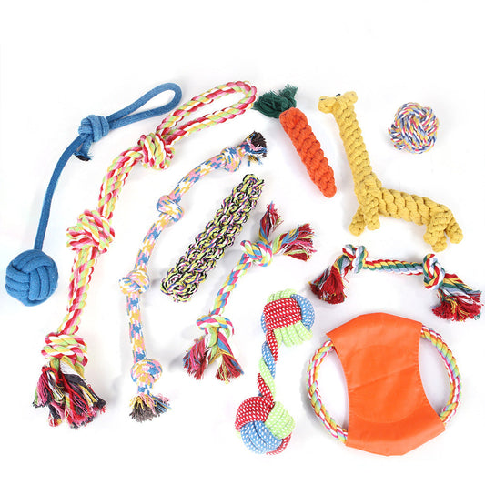 KFX-8733629 Dog Bite-resistant Cotton Rope Knot Toy Set - Multiple Sizes Available