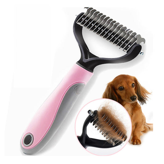 KFX-8734397 Pet Knot Comb with Stainless Steel Teeth - Available in Pink and Blue, Two Sizes