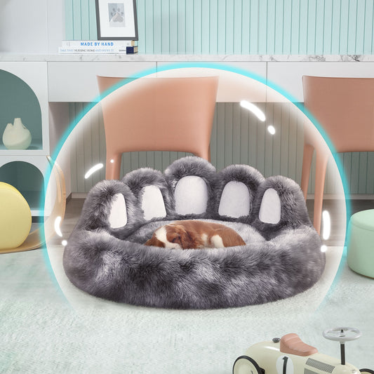 KFX-8740029 Cozy Bear Paw Design Pet Kennel with Removable Washable Fluffy Bed Mat for Cats and Dogs