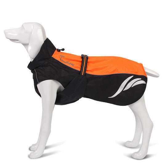 KFX-8748477 Water-Repellent Nylon Dog Raincoat with Hollow Mesh Lining and Reflective Detail in Multiple Sizes and Colors