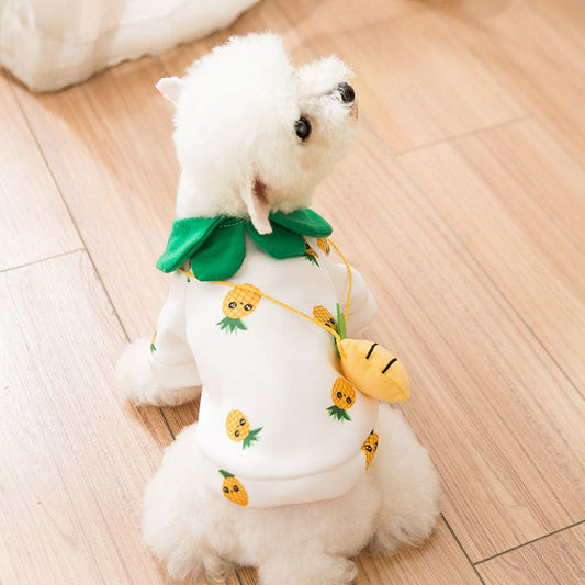 KFX-8749373 Cute Pineapple Backpack Sweater for Dogs - Breathable Milk Silk, 6 Sizes Available